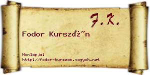 Fodor Kurszán névjegykártya